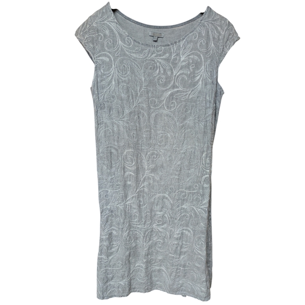 Lina Tomei Embroidered Linen Dress Size Large